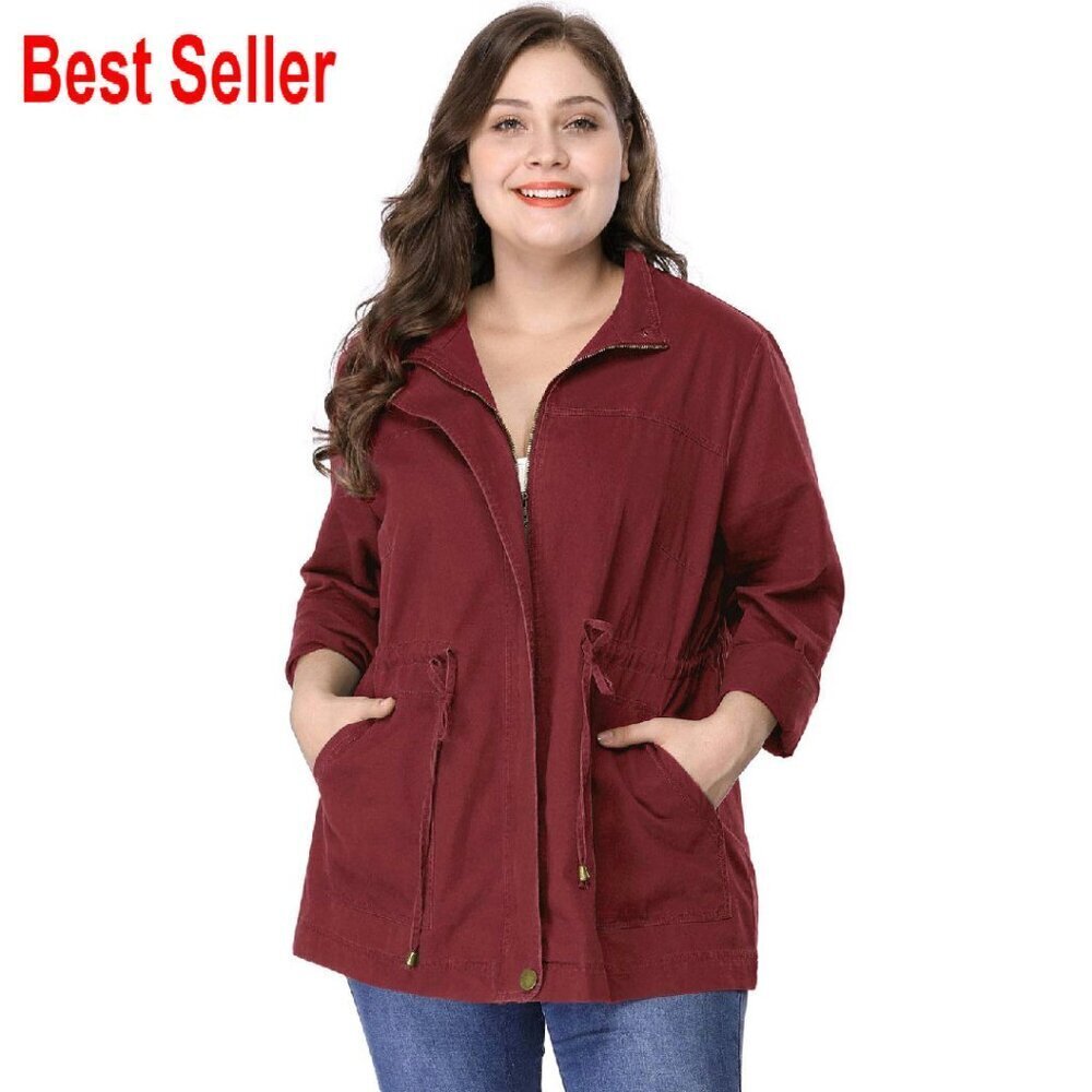 Lightweight Anorak Jacket Utility Drawstring Waist Casual Chic Oversized Fit